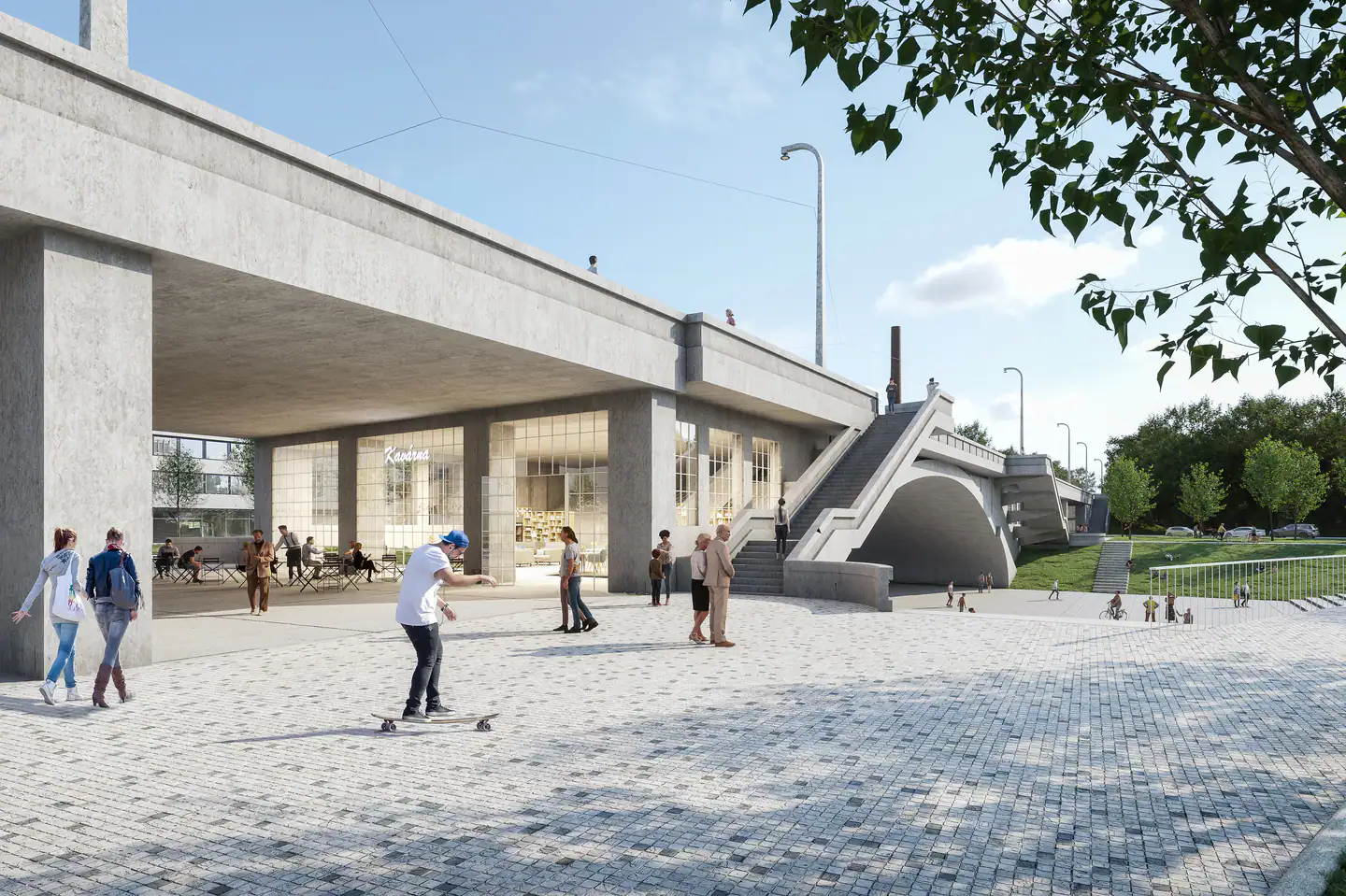Vizualizace veřejného prostoru pod Libeňským mostem