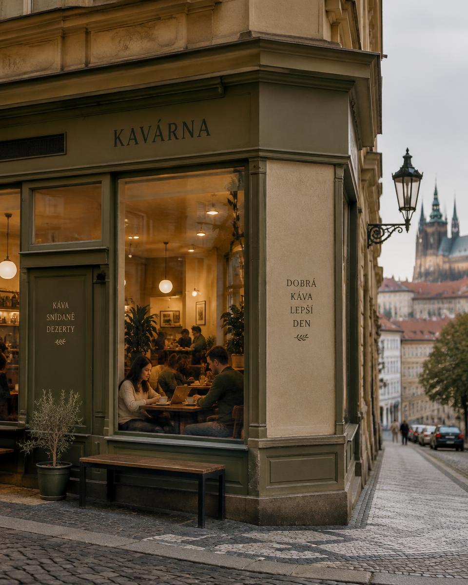 Kavárny a obchody za rohem